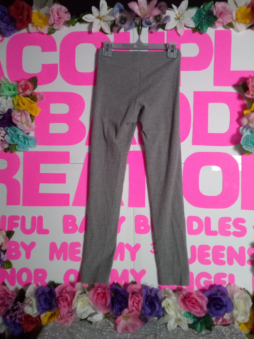 2-Pairs Of Old Navy Gray & Green Ribbed Kids Leggings